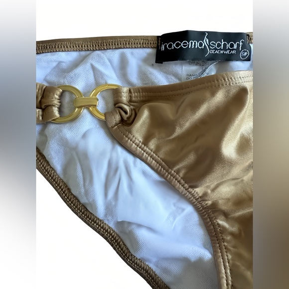 Iracema Scharf Luxury Brazilian Bikini Set S Gold Brown Bandeau Top & Bottom NWT - Picture 6 of 15